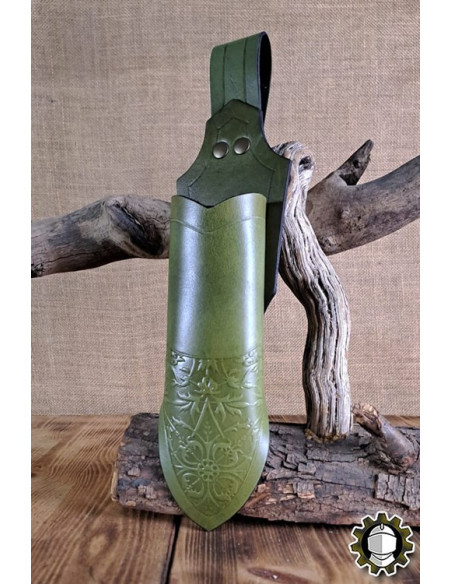 Medieval dagger sheath green leather...