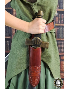 Medieval dagger sheath brown leather model Jerome
