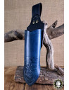 Medieval dagger holster blue leather model Jerome