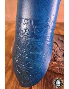 Medieval dagger holster blue leather model Jerome 2