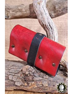 Medieval red leather bag for 3 potions, Tarryon 2