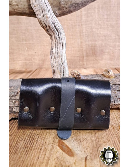 Medieval black leather bag for 3...
