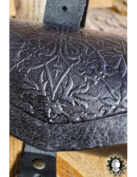 Medieval black leather bag for 3...