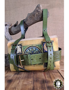 Medieval book holder for belt model Tarryon, green