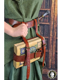 Medieval book holder for belt model Tarryon, brown color