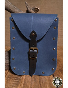 Medieval blue leather bag model Jerome