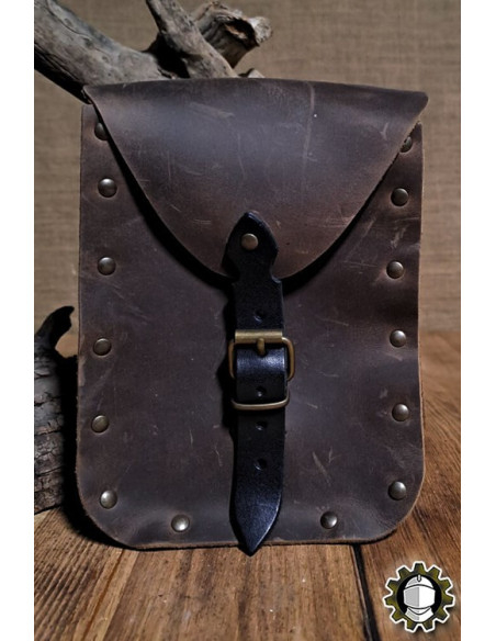 Medieval brown leather bag model Jerome