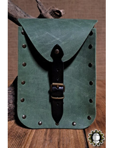 Medieval green leather bag model Jerome