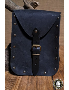 Medieval black leather bag model Jerome