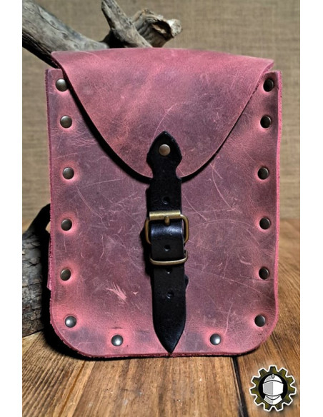 Medieval red leather bag model Jerome