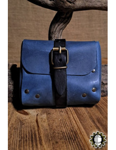 Medieval blue leather bag model Valeron