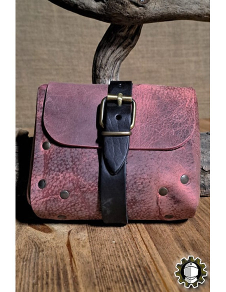Medieval red leather bag model Valeron
