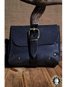 Medieval black leather bag model Valeron