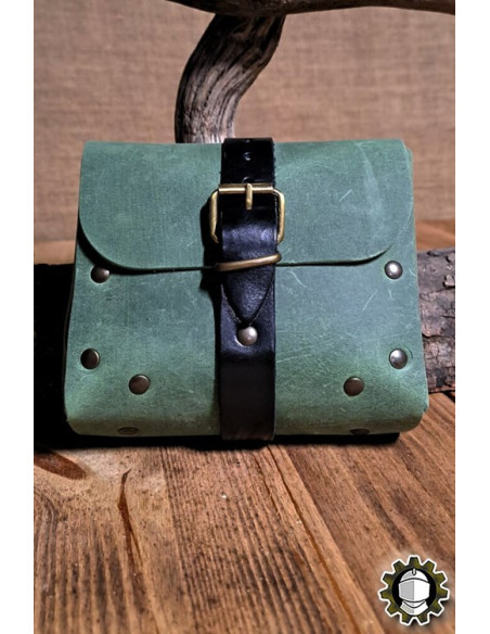 Medieval green leather bag model Valeron