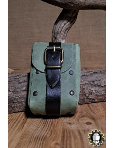Medieval green leather bag model Adam