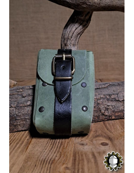 Medieval green leather bag model Adam