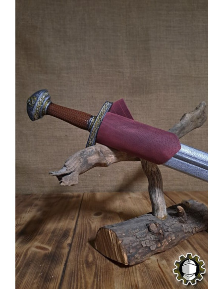 Red leather right hand sword sheath