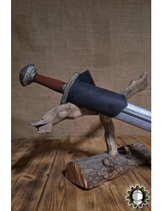 Right-hand sword holster black leather