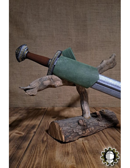 Sword belt right hand green leather
