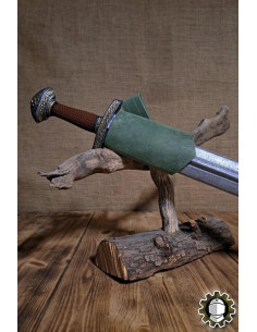 Left-hand sword sheath green leather