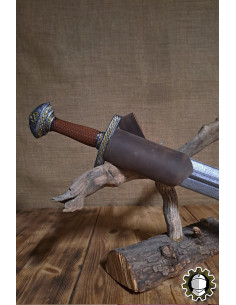 Brown leather left-hand sword belt