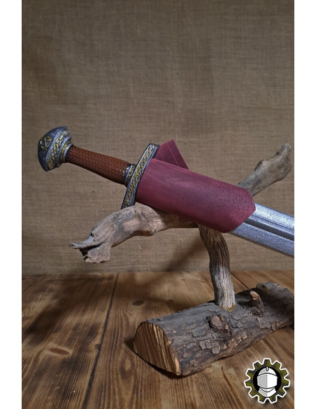 Left Hand Sword Belt Red Leather