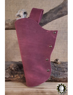 Left-hand leather pencil case, red