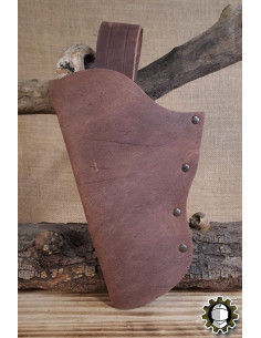 Left-hand leather pouch, brown color