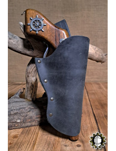 Leather pencil case for the right hand, black