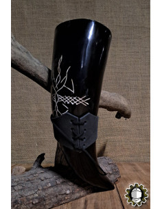 Leather strap for horn, black color 2