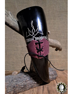 Leather strap for horn, red 2