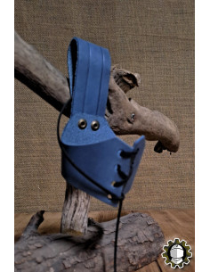 Leather strap for horn, blue color