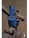 Leather strap for horn, blue color