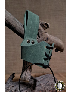 Leather horn strap, green color