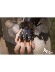 Long barbarian bracers model Berseker, black