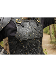 Viking leather chest piece model Baldur, black