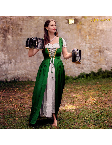 Long Celtic medieval dress in green