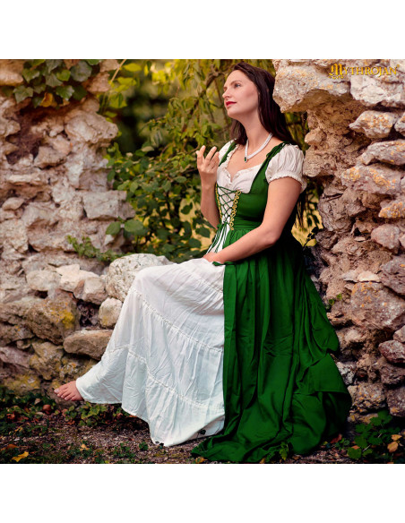 Long Celtic medieval dress in green