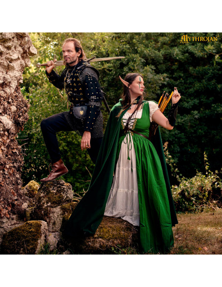 Long Celtic medieval dress in green