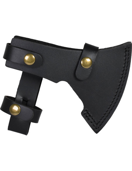 Heavy steel axe with leather sheath...