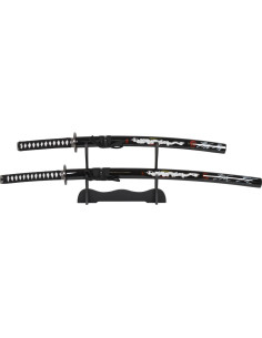 Katana and Wakizashi set with stand, dragon design