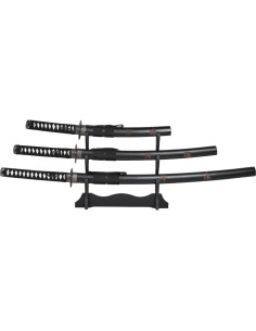 Samurai model Katana, Wakizashi, and Tanto set, with stand