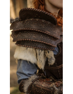 Celtic shoulder pad in leather, Barbarian model