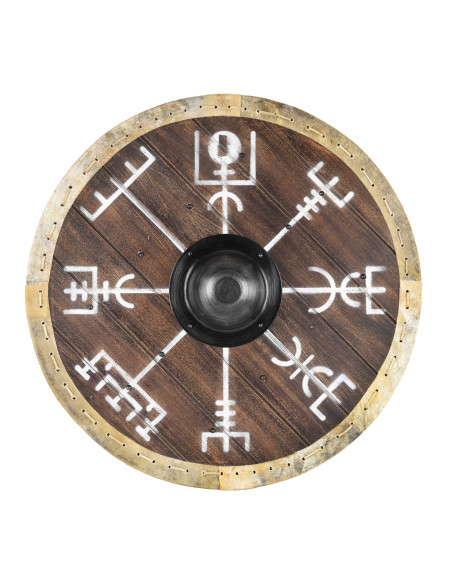 Viking Shield Vegvísir with Leather...