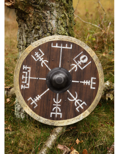 Viking Shield Vegvísir with Leather...