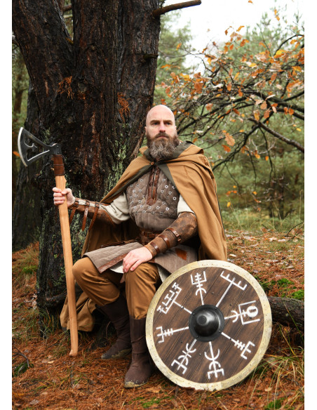 Viking Shield Vegvísir with Leather...