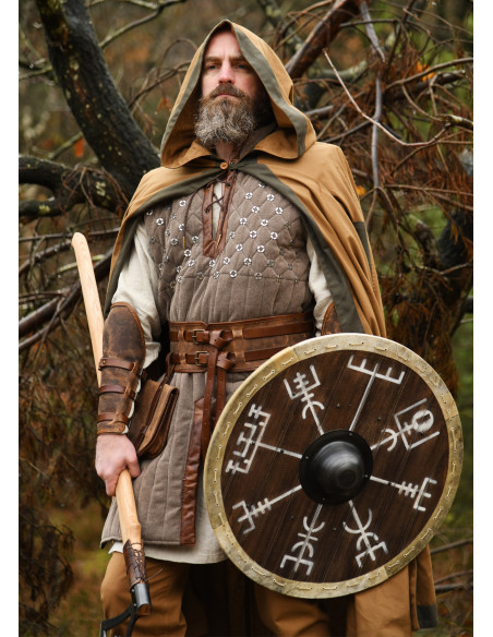 Viking Shield Vegvísir with Leather...