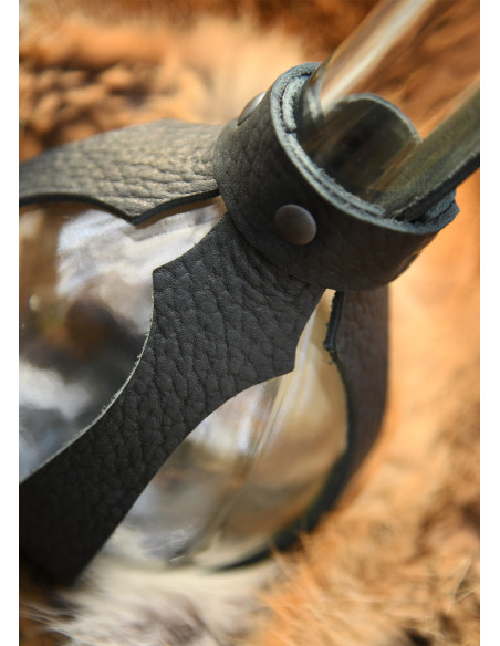 Long-neck glass bottle with belt loop...