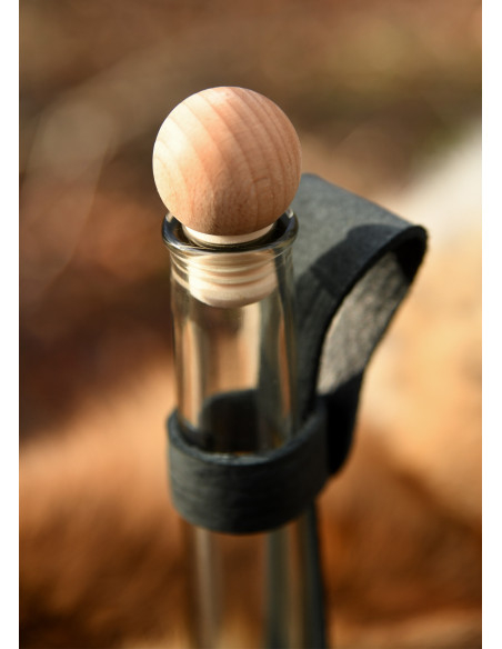 Long-neck glass bottle with belt loop...