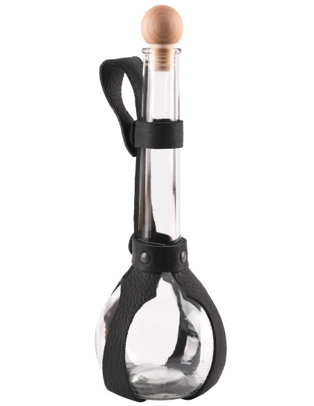 Long-neck glass bottle with belt loop...